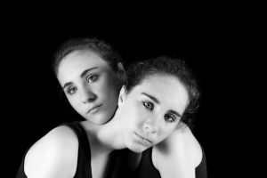 Twins series, black and white artistic portraits of twins girls